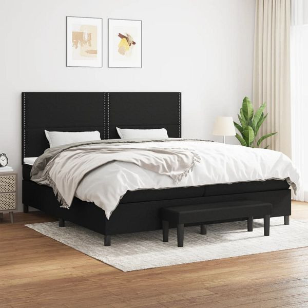 vidaXL Boxspringbett mit Matratze Schwarz 200x200 cm Stoff, 3136623
