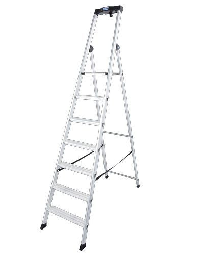 Krause Stufenstehleiter Solido, Aluminium, extrem rutschfeste Plattform, 7 Stufen, 257463