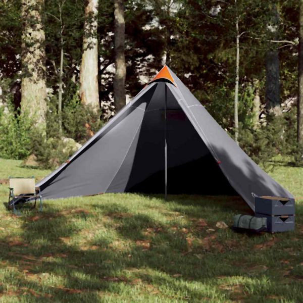 vidaXL Tipi-Familienzelt 7 Personen Grau und Orange Wasserdicht, 94712
