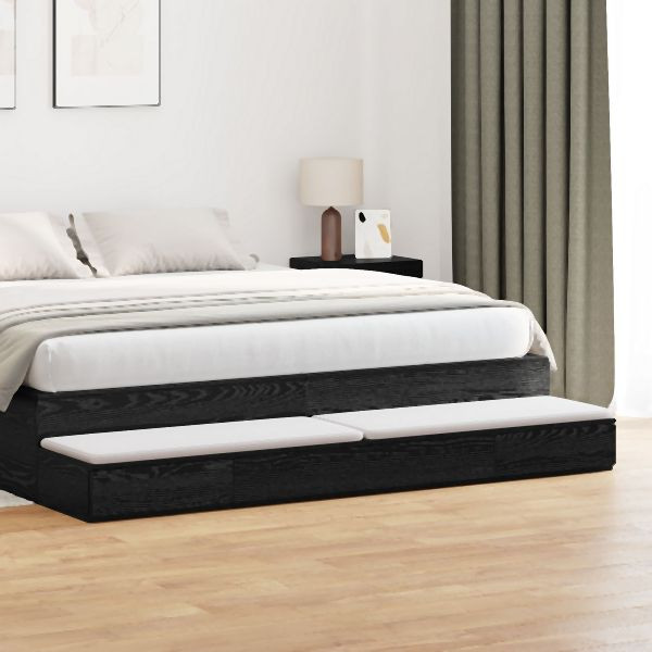 vidaXL Bett-Schubladen Schwarz 200x36,5x16,5 cm Spanplatte, 866916