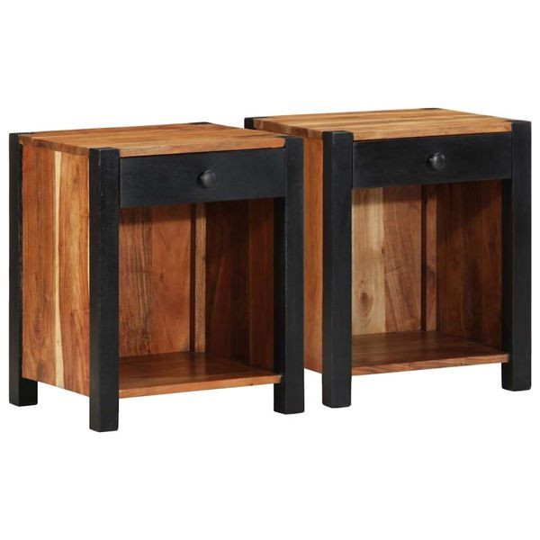 vidaXL Nachttisch 2 pcs Braun 40 x 35 x 50 cm Akazie Massivholz, 4019635