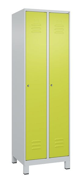 C+P Umkleidespind Classic PLUS mit Mitteltrennwand, Füße, 2 Abteile, 1950x600x500mm, 7035/0024, Zylinderschlösser, 080010-20F S10025