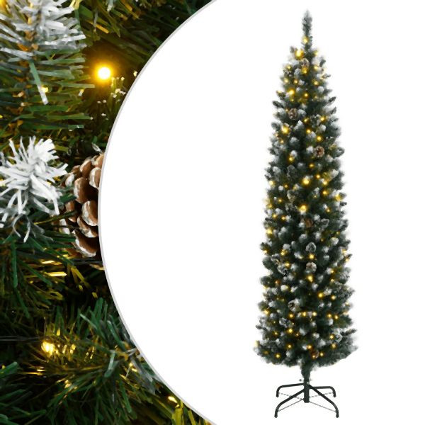 vidaXL Künstlicher Weihnachtsbaum Schlank 300 LEDs 210 cm, 3315781