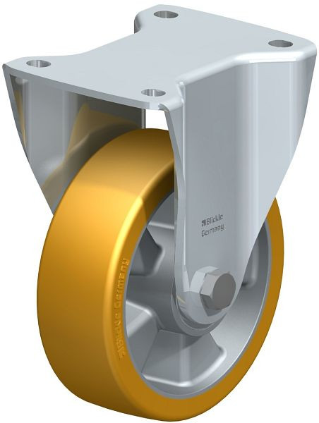 Blickle BH-ALTH 150K Stahlblech-Bockrolle, Schwerlast-Ausführung, mit Anschraubplatte, Blickle Extrathane®, Hellbraun, 308288