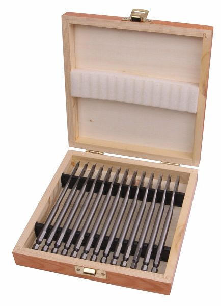 HiKOKI Flachholzbohrerset (13 -teilig)) 6/8/10/12/13/14/16/17/18/19/20/22/25 x 150 mm, in Holzbox, 781794
