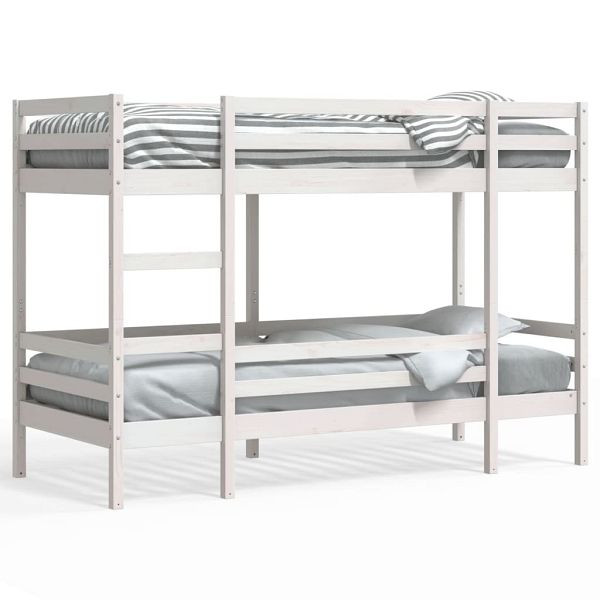 vidaXL Etagenbett Weiß 75x190 cm Massivholz Kiefer, 3284225