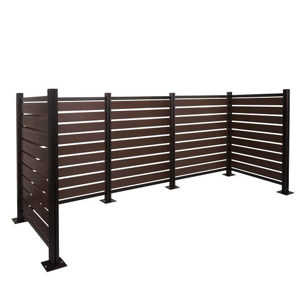 Mendler Alu Mülltonnen-Zaun HWC-K57, Mülltonnenverkleidung, Holzoptik erweiterbar 130x300x110cm, braun, 96946+4x96947