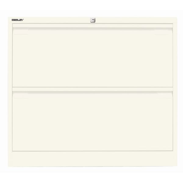 Bisley Hängeregistraturschrank, doppelbahnig, 2 HR-Schubladen, 196 verkehrsweiß antibakteriell, DF2196