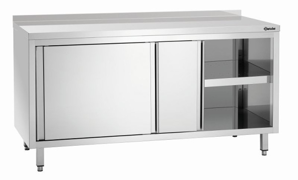 Bartscher Arbeitsschrank, B1600, Aufkantung, Schiebetüren, Zwischenboden, 338167