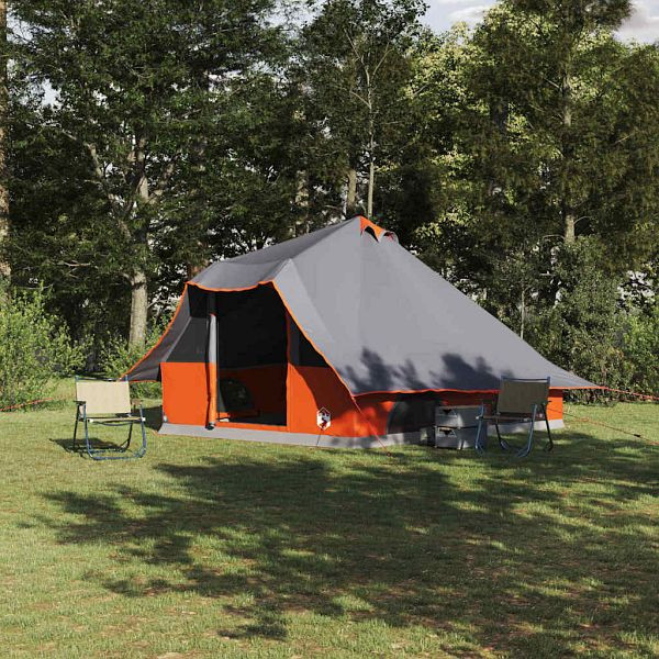 vidaXL Familien-Tipi-Zelt mit Dach Grau und Orange 358 x 296 x 258 cm, 42000971