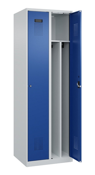 C+P Spind Evolo PLUS, 2 Abteile, 1850x600x500mm, 7035/5010, Verschluss Zylinderschloss, 049000-20F S10033