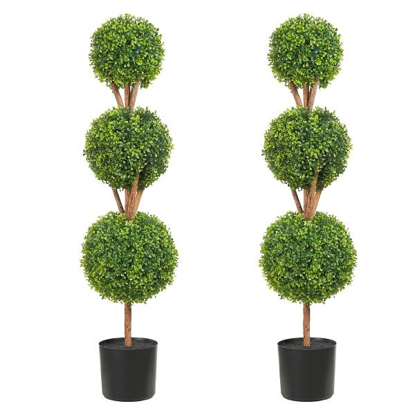 VEVOR Buchsbaumkugel Künstlich 122cm hoch Garten Deko Buchsbaum im Blumentopf Kugel künstlich Buchskugel Kunstpflanze aus PE, Holz, HYMRGXJS48YCU0SG8V0
