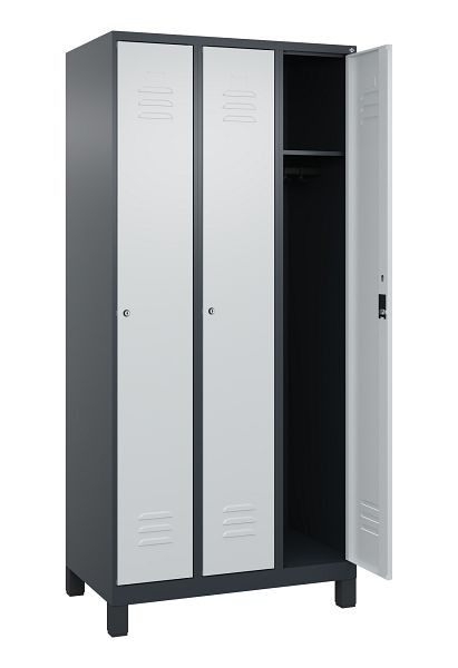 C+P Spind Classic PLUS, Füße, 3 Abteile, 1950x900x500mm, 7016/7035, 080010-30 S10028