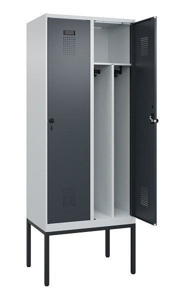 C+P Spind Evolo PLUS, Gestell, 2 Abteile, 2120x800x500mm, 7035/7016, Verschluss Drehriegel, 0490307-22F S10012