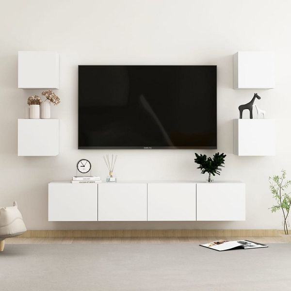 vidaXL 6-teilig TV-Schrank-Set Weiß Holzwerkstoff, 3078662