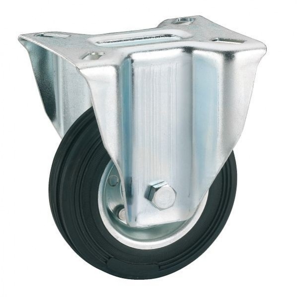 Dörner + Helmer Bockrolle mit Vollgummireifen und Stahlfelge, Gehäuse verzinkt, 140x37 mm, Rola, Platte 100x85 mm, Tragkraft 120 kg, 713182