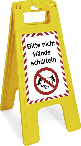 Moedel Warnaufsteller FIX, Aufdruck "Bitte nicht Händeschütteln", Kunststoff 280x580 mm, 103692