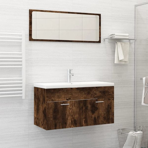 vidaXL 2-tlg. Badmöbel-Set Räuchereiche Holzwerkstoff, 826623