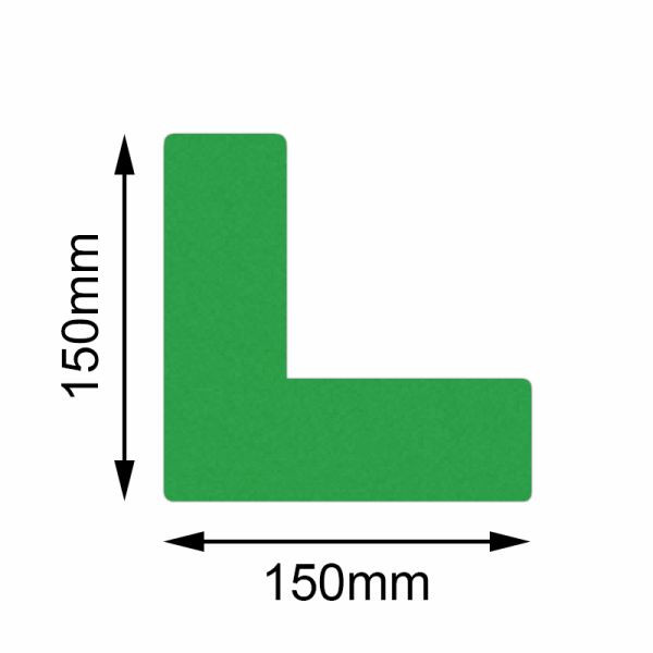 Mehlhose Bodenmarkierer Safety grün Winkel 150x150mm, VE: 10 Stück, KSUW1V10