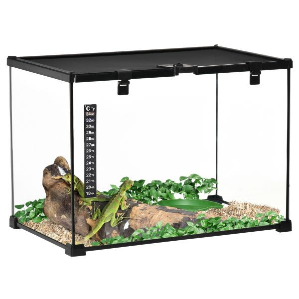 PawHut Terrarium für Reptilien, Metall Schwarz 50 x 30 x 35 cm, D40-015V02