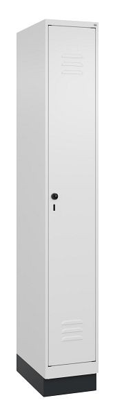 C+P Umkleidespind Classic PLUS mit Mitteltrennwand, Sockel, 1950x300x500mm, 9016/9016, Drehriegel, 080020-10F S10014