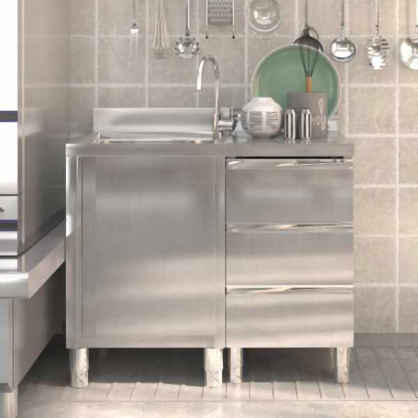 vidaXL Gastro-Küchenschränke 2 Stück Edelstahl, 3083722