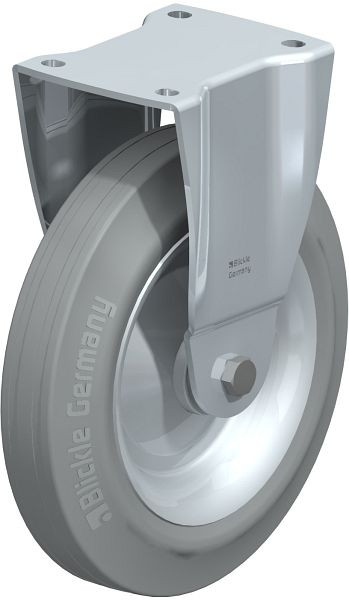 Blickle BH-RD 252R-VLI Stahlblech-Bockrolle, Schwerlast-Ausführung, mit Anschraubplatte, Zweikomponenten-Vollgummi, Grau, 643981