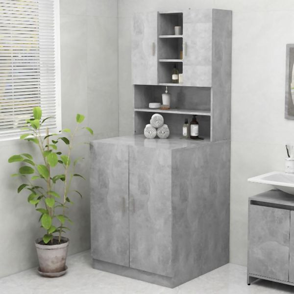 vidaXL Waschmaschinenschrank Betongrau 70,5x25,5x90 cm, 808390