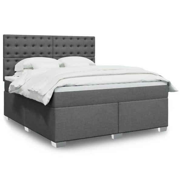 vidaXL Boxspringbett mit Matratze Dunkelgrau 180x200 cm Stoff, 3292882