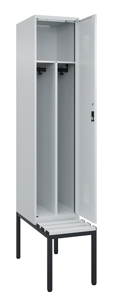 C+P Spind Evolo PLUS, 1 Abteile, 2120x400x815mm, 7035/7035, Haken 4, Zylinderschloss, Sitzfläche Kunststoff, Sitzbank, Trennwand, 0490507-12F S10094