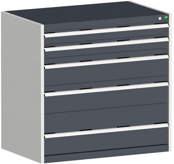 bott cubio Schubladenschrank bestückt mit 5 Schwerlastschubladen BxTxH: 1050 x 650 x 1000 mm, RAL 7035/7016, 40021026.19V