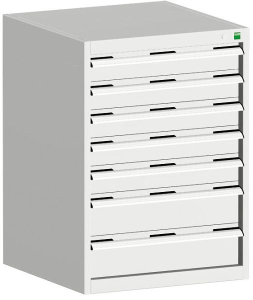 bott cubio Schubladenschrank bestückt mit 7 Schubladen BxTxH: 650 x 650 x 900 mm, RAL 7035, 40019051.16V