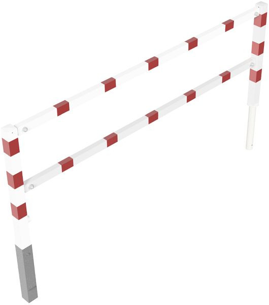 Schake Wegesperren mit Dreikantverschluss schwenkbar mit Ober- und Knieholm, feuerverzinkt und weiß beschichtet, Gesamtbreite: 2500 mm, 412_25B