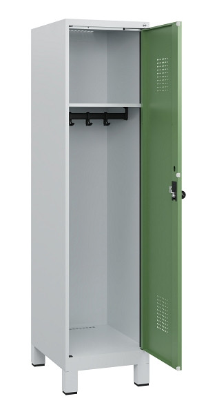 C+P Spind Evolo PLUS, Füße, 1 Abteil, 1630x400x500mm, 7035/6011, Drehriegel, 0490105-12 S10010