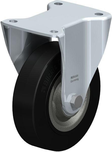 Blickle BH-SE 160K Stahlblech-Bockrolle, Schwerlast-Ausführung, mit Anschraubplatte, Elastik-Vollgummi, Schwarz, 3665