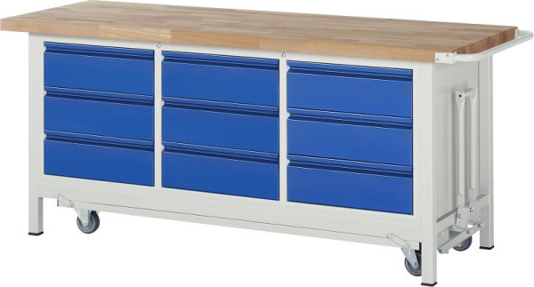 RAU Werkbank mit Fahrgestell 8574I2, B2000xT700xH880mm, 9xSchublade-TA, 05-8574I2-207R4F.11