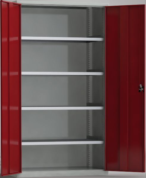 KLW Universalschrank 2000x1108x656mm (HxBxT) mit abschließbaren Flügeltüren, 4 verzinkte, 20mm verstellbare Fachböden, 7FS-PP2000TD-2004XPB