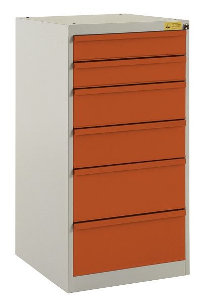 Manuflex ESD-Schubfachschrank BASETEC Stationär, Nutzhöhe 900 mm mit 6 Schubfächern, in rotorange RAL 2001, LS1042.2001