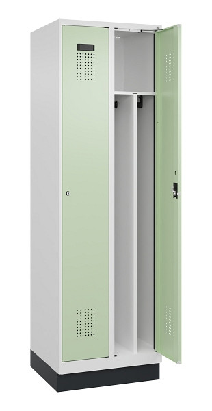 C+P Spind Evolo PLUS, mit Sockel, 2 Abteile, 1950x600x500mm, 9016/6019, Verschluss Zylinderschloss, 049020-20F S10046
