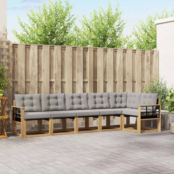 vidaXL Outdoor-Sofagarnitur mit Kissen 6-teilig Weiß und Hellgrau, 3389529