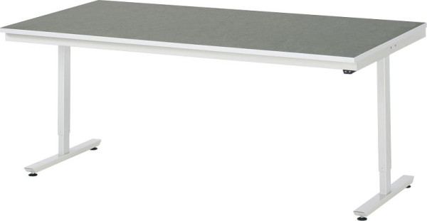 RAU Arbeitstisch Serie adlatus 150 (elektrisch höhenverstellbar), Arbeitsplatte mit Linoleum-/Universal-Belag, 2000x720-1120x1000 mm, 08-AT-200-100-L