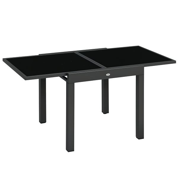 Outsunny Gartentisch Outdoor-Klapptisch Erweiterbarer Klapptisch, wetterbeständig, 160 cm × 80 cm × 75 cm, Schwarz, 84B-297V00BK