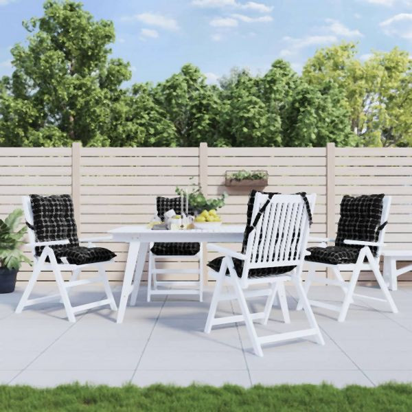 vidaXL Niedriglehner-Auflagen 4 Stk. Schwarz Karomuster Oxford-Gewebe, 377720