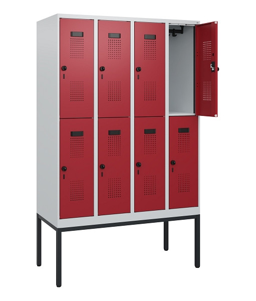 C+P Doppelstock-Spind Evolo PLUS, Gestell, 8 Fächer, 1950x1200x500mm, 7035/3003, Drehriegel, 0493305-40 S10004