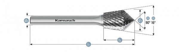 Karnasch Hartmetall-Frässtift unbeschichtet KSK/WKN d1= 12,0 / l2= 18 / d2= 6 / l1= 64mm Combi+Form, VE: 2 Stück, 114062100