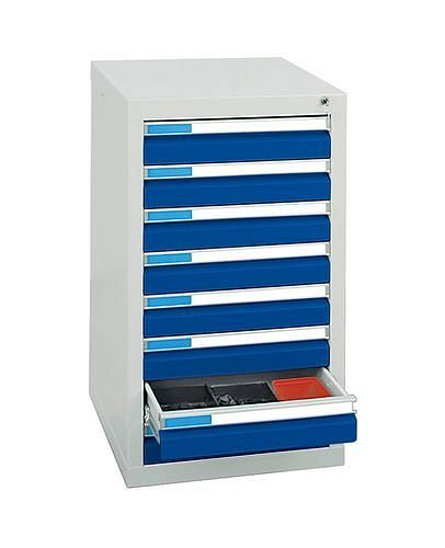 stumpf Schubladenschrank Esta mit 8 Schubladen, grau/blau, grau, B 500 mm, H 900 mm, 251941