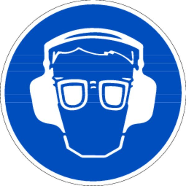 Schilder Klar Praxisbewährtes Gebotszeichen Augen- und Gehörschutz benutzen, 200 mm Folie selbstklebend, 3127/62