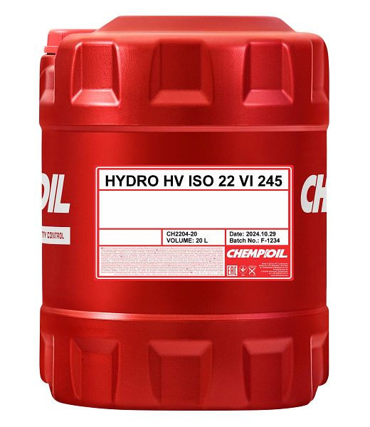 CHEMPIOIL Hydrauliköl 2204 Hydro HV ISO 22 VI 245, VE: 20 l, CH2204-20