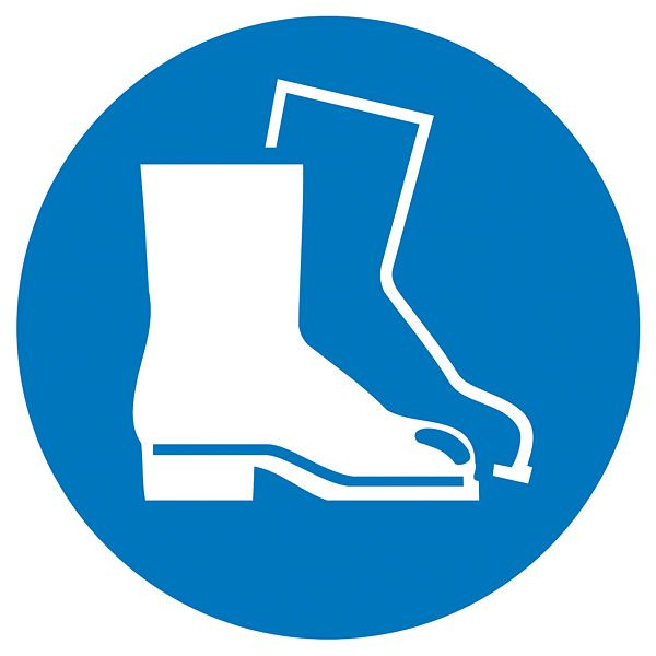 SafetyMarking Gebotsschild, Fußschutz benutzen, Ø 10 cm, Folie, selbstklebend, 21.0488