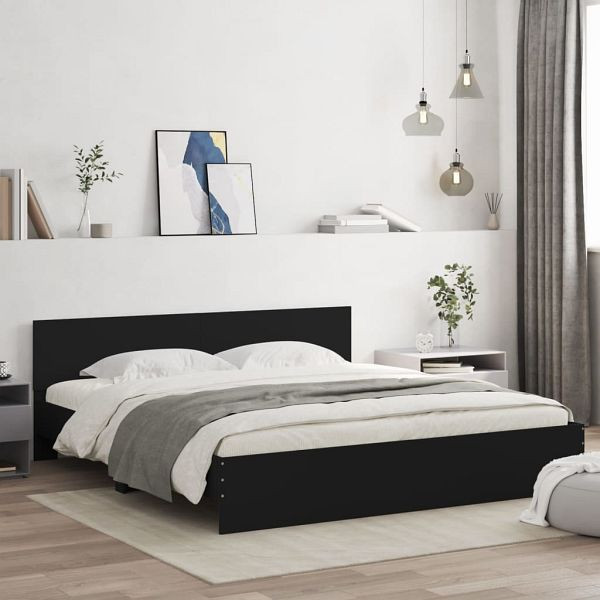 vidaXL Bettgestell mit Kopfteil Schwarz 200x200 cm, 3207456